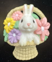 Vintage Hallmark Easter Bunny Basket Brooch Pin 1986 Pastel Flowers Rabbit - $22.76