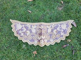 Hand embroidered srma patch, silver and gold string thread embroidery de... - $40.00