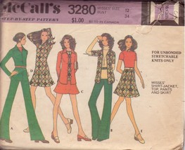 Mc Call&#39;s Pattern 3280 Sz 12 Misses&#39; SHIRT-JACKET Shirt Top Skirt Pants - $3.00