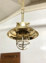 Explosion Proof Brass Cage Ceiling Light with Brass Chain - £170.68 GBP