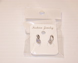 Terbos Jewelry Pierced Silver Earrings with Crystal NEW - £7.18 GBP