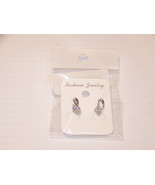 Terbos Jewelry Pierced Silver Earrings with Crystal NEW - £7.07 GBP