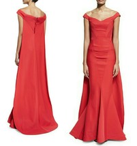 $5,000 New Zac Posen Stunning Cherry Red Silk Cape Runway Gown Us 4 - £1,568.78 GBP