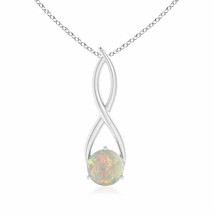 Round Opal Infinity Twist Pendant in Silver - £350.19 GBP