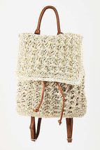 Fame Straw Braided Faux Leather Strap Backpack Bag - $35.81