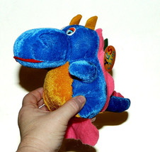 Yes Club Plush Dragon Stuffed Animal Lovey Bright Colors Blue Pink with Tag - $12.75