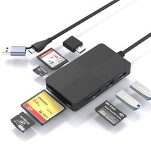 Usb C USB3.0 Multi Card Reader Hub, SD/XD/TF/CF/MS Card Slot With 3 USB3.0, 8 In - £34.06 GBP