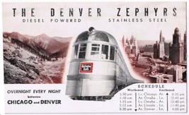 Postcard Train The Denver Zephyrs Chicago Denver Schedule 1936 - £3.97 GBP