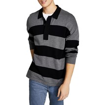 And Now This Mens Striped Rugby Long-Sleeve Sweater Polo Charcoal Heathe... - $29.99