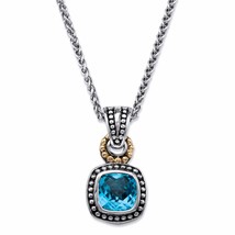 Antiqued Sterling Silver Sky Blue Topaz Pendant Charm Necklace With 18&quot; Chain - £319.73 GBP