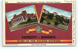 Postcard  University Of Minnesota Home Of The Golden Gophers Campus Views - £5.84 GBP