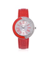 STRADA Austrian Crystal Japanese Movement Watch w/Red Band &amp; Stainless S... - £18.97 GBP