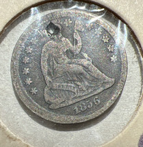 1856-P Philadelphia Mint Seated Liberty Half Dime 5c Old US 90% Silver Coin - £15.06 GBP