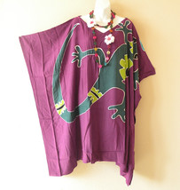 CG7 Gecko 38&quot; Hand Painted Batik Cover Up Open Midi Duster Cardigan up to 5X - £23.35 GBP