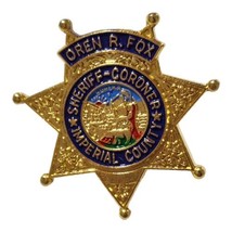 Vintage Imperial County Sheriff Oren Fox Gold Star Lapel Pin Sheriff&#39;s Office - £9.02 GBP