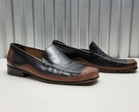 Galizio Torresi Italian Black Brown Leather Slip on Loafers Two Tone 40.5 - $29.69