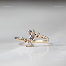 Gift For Her 14k Rose Gold Natural Moissanite Gemstone Band Ring Size 6.5 - £910.16 GBP