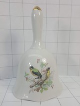 White Porcelain Bell with Bird Design Gold Top. 3&quot; W x 5&quot; H #30 - £5.59 GBP