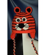 Bouncy Tiger Hat with Braided Tie Strings in Orange (Toddler). - £15.75 GBP