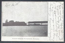 Antique 1908 Wagon Bridge Covington IN Indiana Postcard Duplex Cancel - £16.78 GBP