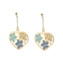 Fronay Etruscan Turquoise Blue Flowered Heart Earrings in Sterling Silver - $1,544.79 MXN