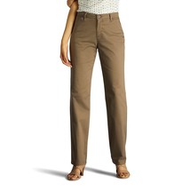 Women&#39;s Lee Relaxed Fit Straight-Leg Mid Rise Twill Pants, Size: 14, Dark Green - $19.64