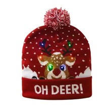 LED Christmas Hat Light Up Xmas Cap Unisex Winter  SweaterHat with Colorful LED - £9.31 GBP