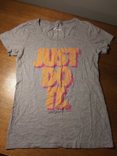 Primary image for Nike The Nike Tee Gray Orange Pink JUST DO IT. Athletic Cut T-Shirt Size XS