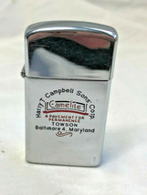 Vtg 1966 Chrome Slim Zippo Lighter Camelite Advertising Baltimore, MD - £39.87 GBP