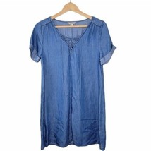 Lucky Brand | Chambray Lace-Up Neckline Dress Womens Size Small - £16.69 GBP