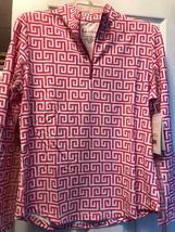 NWT G LIFESTYLE SANTORINI GEO HOT PINK Long Sleeve Mock Golf Shirt M L XL XXL image 2