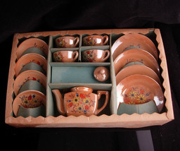 Vintage Miniature Teaset - Doll teapot - Japanese Lusterware - cups and saucers  - £74.72 GBP