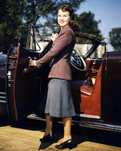 Deanna Durbin Posing with 1940's car 16x20 Canvas - $69.99