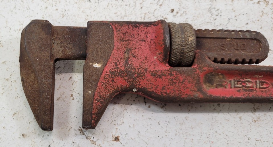 *PV42) Vintage 11" Ridge Tool Rigid Spud Adjustable Smooth Jaw Pipe Wrench USA Item image 11