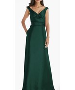 Alfred Sung Hunter Green  Off the Shoulder Satin Gown Size 16-R $239 D81... - £100.90 GBP
