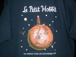 TeeFury Hobbit LARGE &quot;Le Petit Hobbit&quot; Frodo Little Prince Mash Up NAVY - $14.00