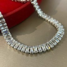 11Ct Asscher Cut Simulated Diamond Women&#39;s Bracelet  Gold Plated 925 Silver - £182.88 GBP