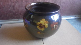 Antique American Art Pottery Standard Glaze Jardiniere Pansies Circa 1900 - £157.32 GBP