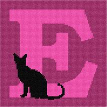 Pepita Needlepoint Canvas: Letter E Black Cat, 7&quot; x 7&quot; - £40.18 GBP+