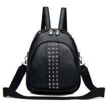 Fashion rivet backpack for women Mini Leather Backpawomen Multifunction travel B - $49.01