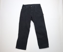 Vintage Dickies Mens 36x30 Faded Spell Out Canvas Wide Leg Dungaree Pants Black - £42.98 GBP