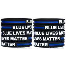 10 CHILD Size Blue Lives Matter Bands Thin Blue Line Law Enforcement Wristbands - £8.74 GBP