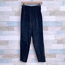 Cedar Petites Vintage Suede Leather Pull On Pants Black Lined Womens Medium - £29.95 GBP