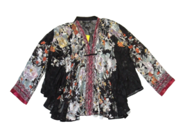 NWT Citron Santa Monica Floral Border Print Sheer Draped Kimono Jacket M - £63.94 GBP
