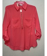 MICHAEL KORS SANGRIA Roll Tab Long Sleeve Blouse SZ S NEW - £37.81 GBP