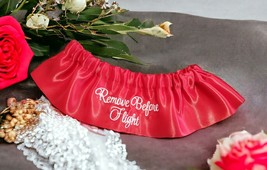 Remove Before Flight Pilot Custom Embroidered Bridal Wedding Garter Personalized - £15.01 GBP