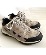 Magellan Outdoors Low Top Hiking Shoes Gray Black Purple Women Suede Siz... - £20.44 GBP