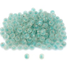 Blue Frosted Round Glass Beads Jewelry 7mm Approx 600 - £10.40 GBP