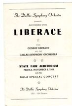 Liberace Dallas Symphony Orchestra Progam State Fair Auditorium 1953 - $21.75