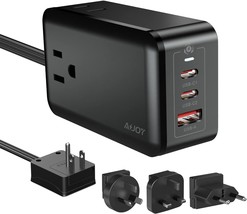 Aijoy 65W Usb Fast Charger, 6-In-1 Flat Plug Wall Charger, Travel Essentials - £33.58 GBP